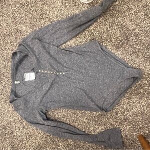 Free People Charcoal V-Neck Sweater